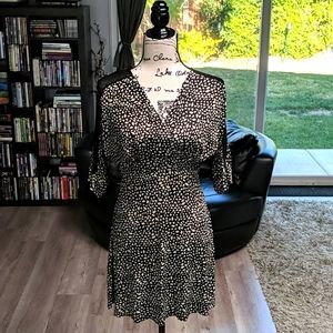 Patterned Dress with Black Sheer Shoulders (S)